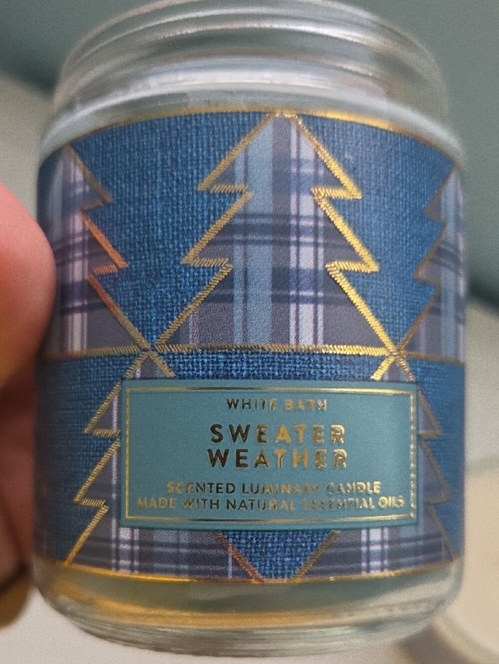 White Barn Sweater Weather & Mahogany Teakwood Candles - Blue, Cream - Picture 3 of 6